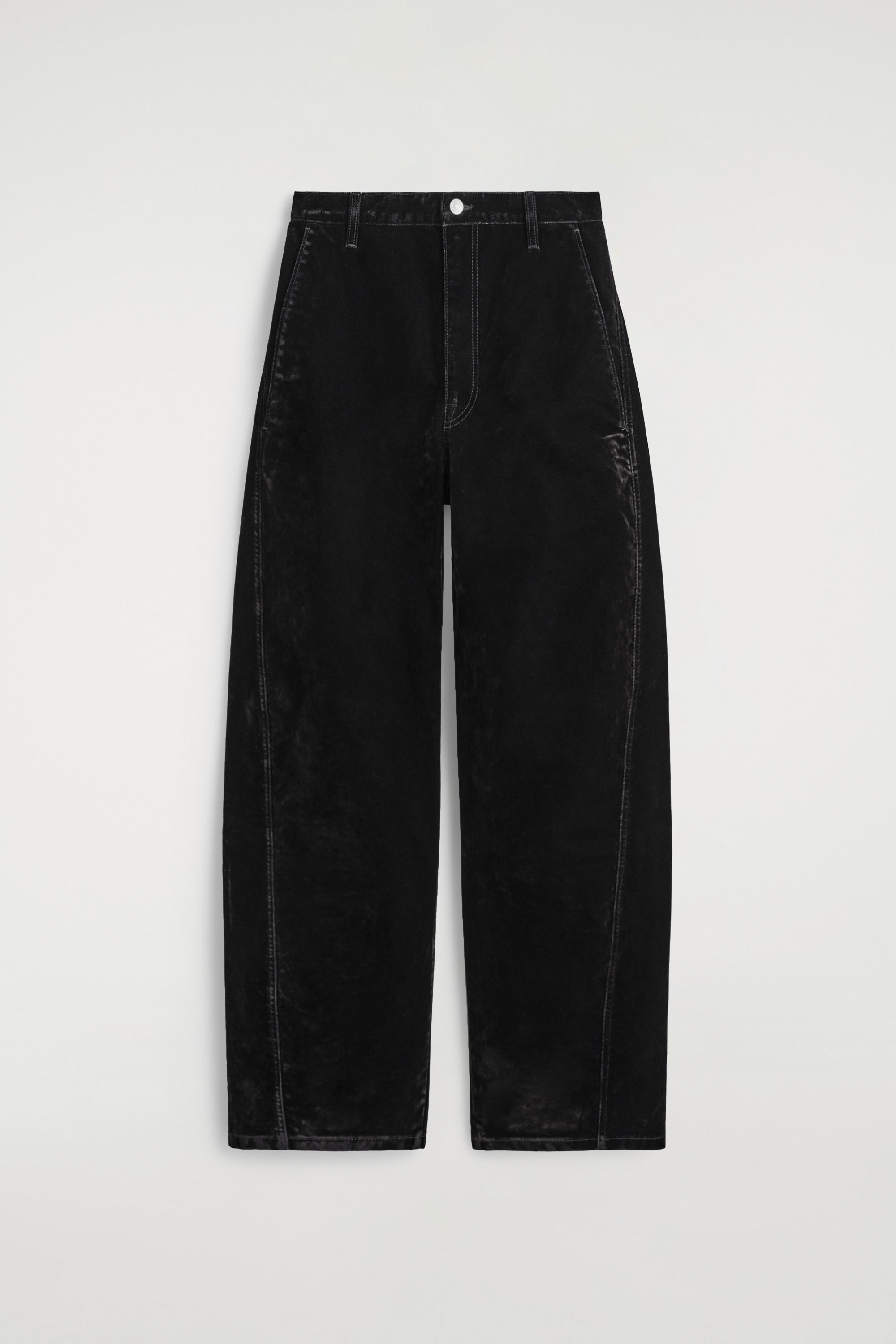 Flocked-Denim Barrel-Leg Trousers