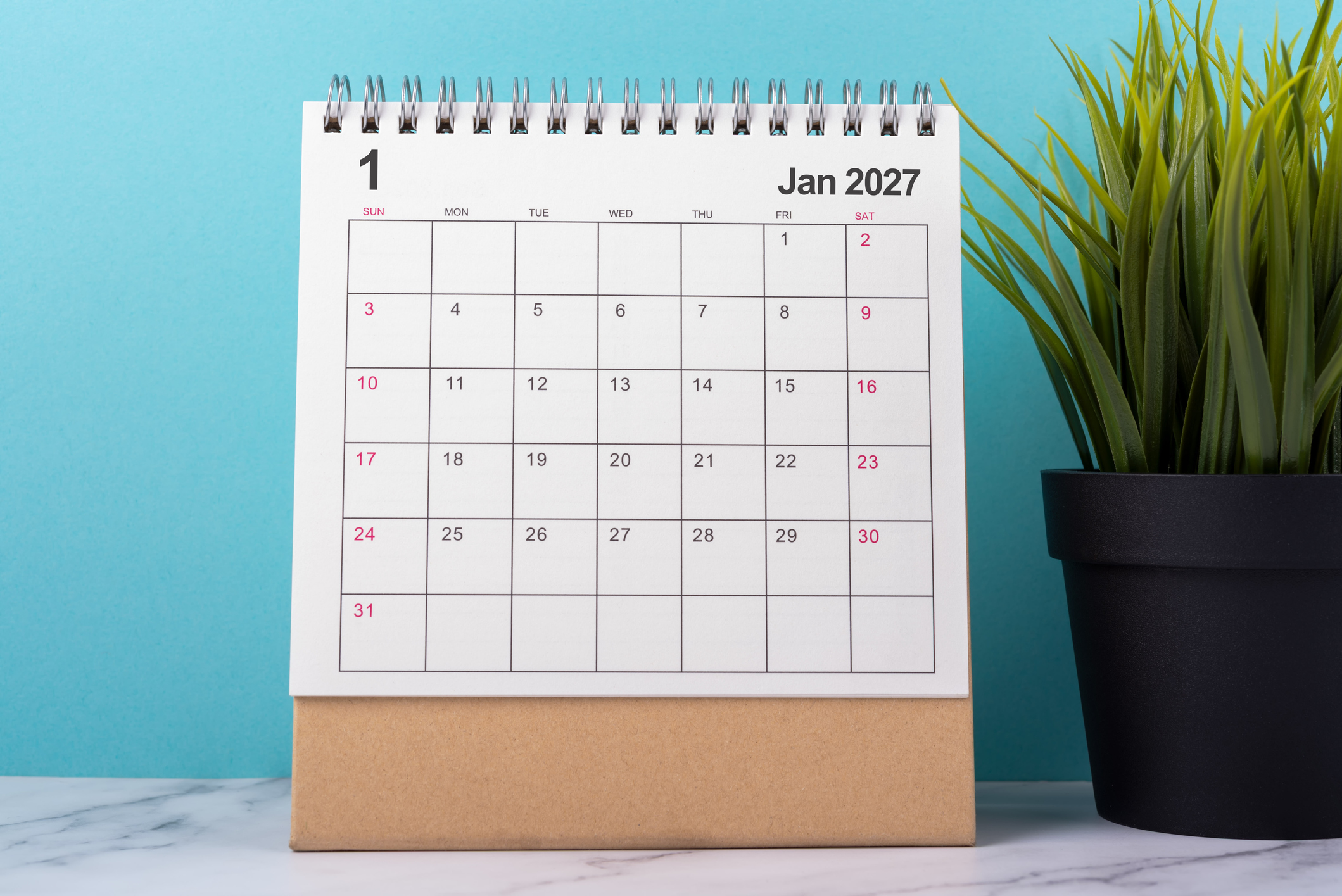 January 2027 Desk Calendar