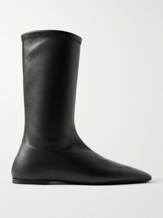 The Sock Leather Ankle Boots