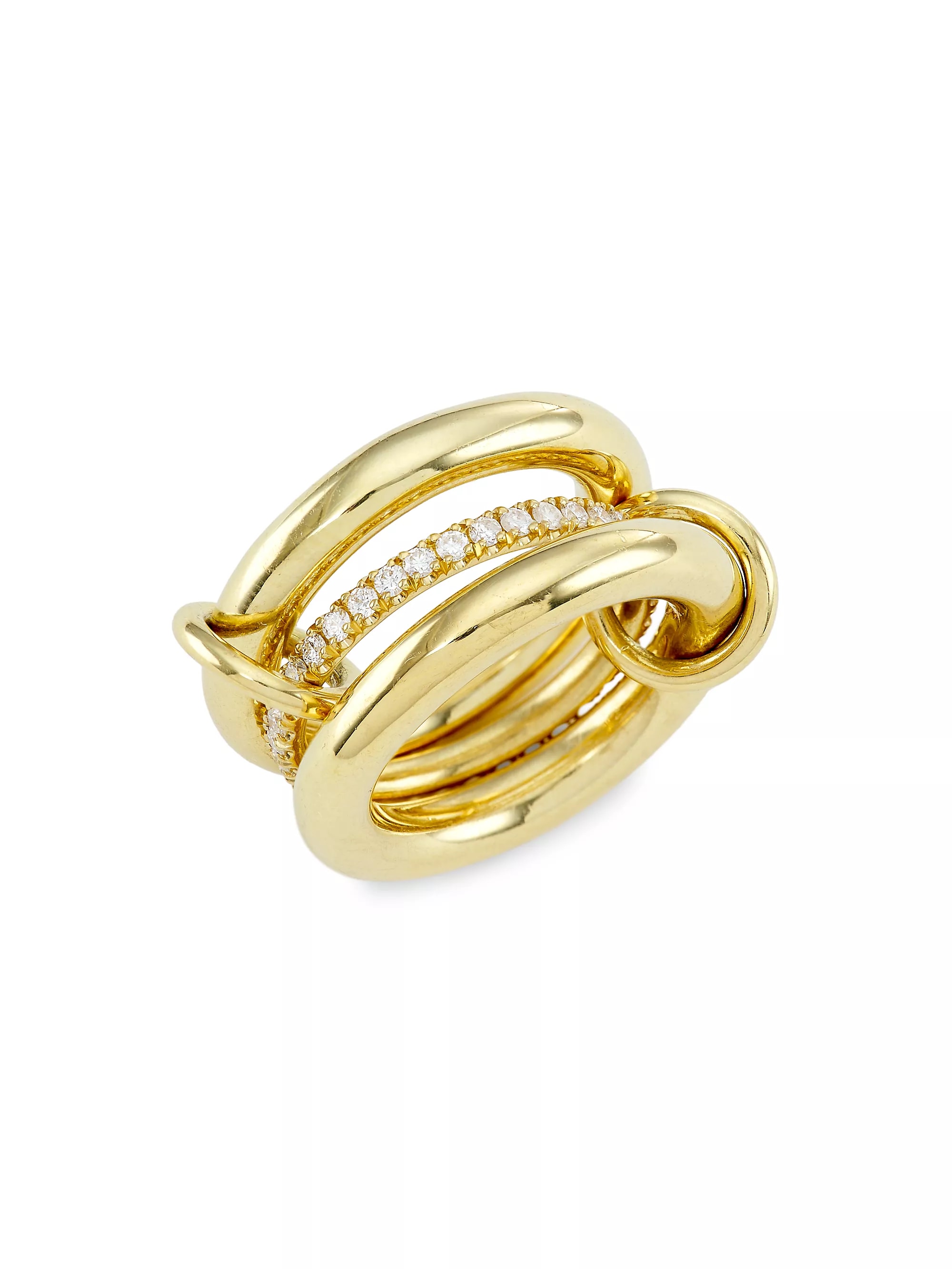 Libra 18k Yellow Gold & Diamond 3-Link Ring
