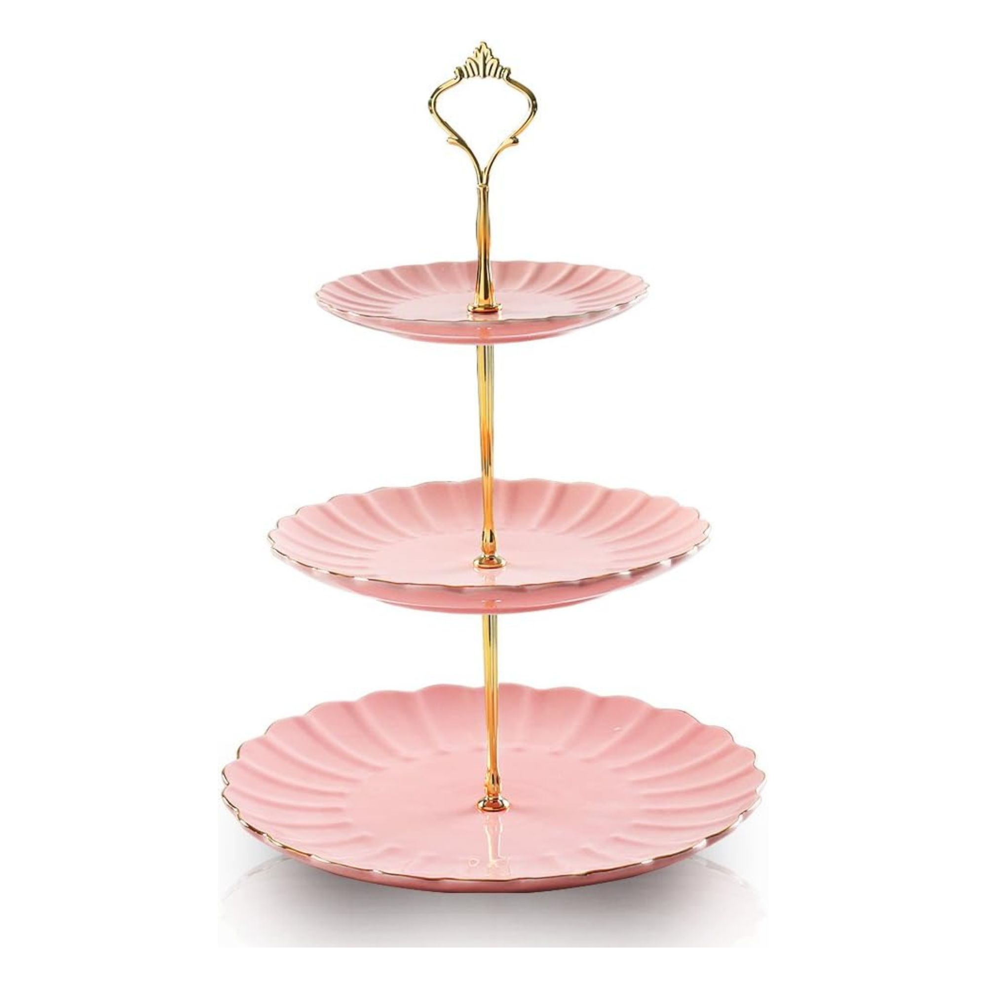 Sweejar three tier ceramic cake stand in pink