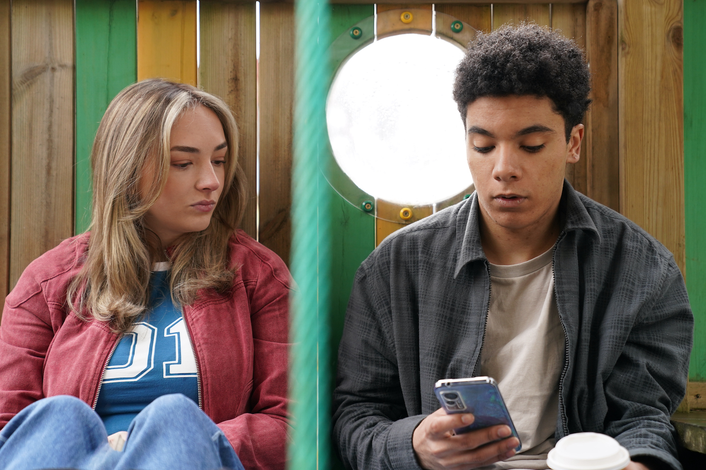 Frankie Osborne with Jacob Omari in Hollyoaks
