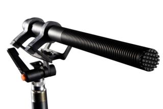 Sanken's CS-3e shotgun mic is shown with optional KS-3 shock mount.