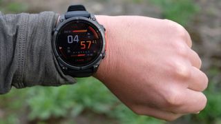 Garmin Fenix 8 being worn by the reviewer