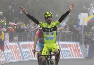 Mauro Santambrogio (Vini Fantini-Selle Italia) won the 14th stage of the Giro d'Italia, finishing first atop the Jafferau