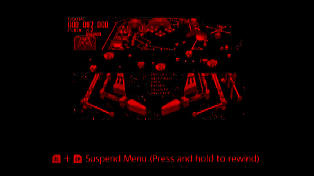 A screenshot showing what Galactic Pinball looks like running on the Virtual Boy app on the Nintendo Switch