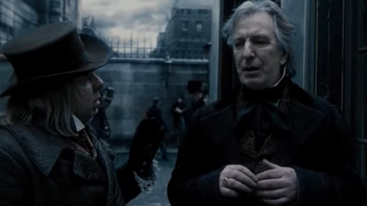 Timothy Spall telling Alan Rickman about a barber in Sweeney Todd