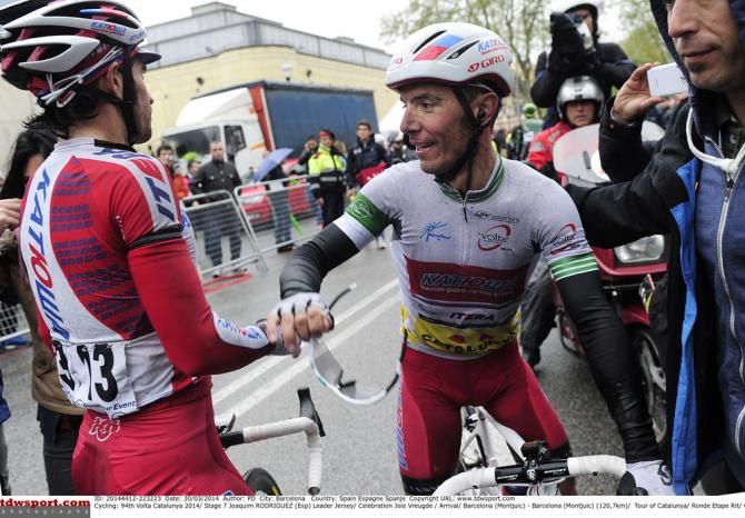 Joaquim Rodriguez thanks his Katusha teammates for helping seal his overall victory at the Volta a Catalunya