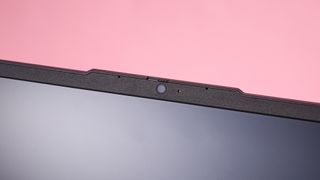 Close-up of webcam on Lenovo LOQ Essential Gen 9, open on desk