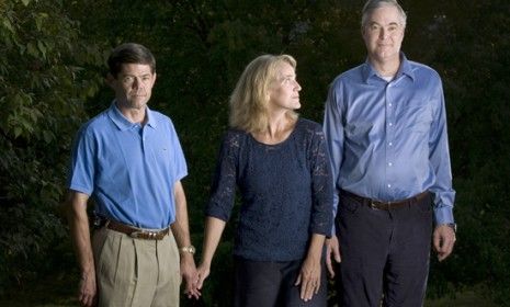 Page and her husband, Allan (left), care for Page&amp;#039;s ex-husband, Robert (right), whose brain was severely damaged in an accident.