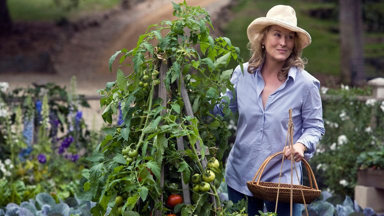 Meryl Streep in a garden, channelling the Coastal Grandma Trend