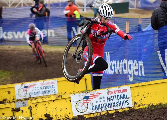 Rachael Lloyd (California Giant Berry) racing in second place on lap two