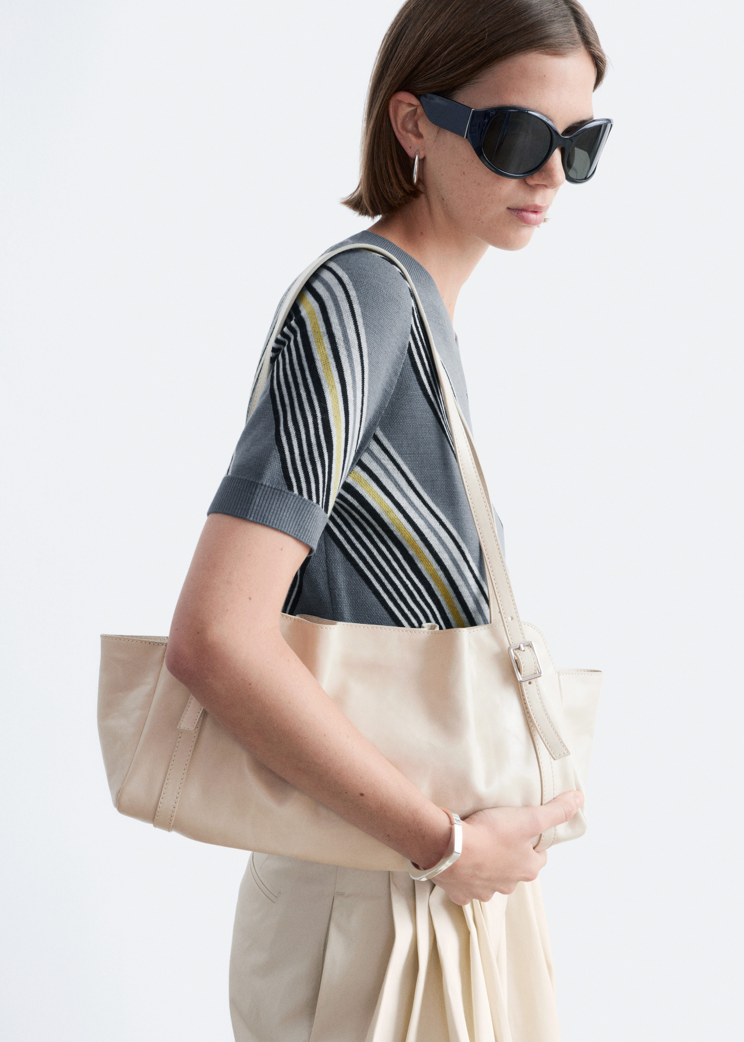 Low-Profile Leather Shoulder Bag