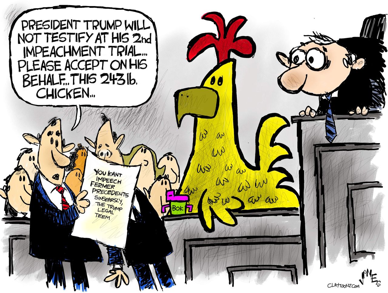 Political Cartoon U.S. trump impeachment chicken