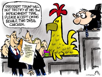 Political Cartoon U.S. trump impeachment chicken