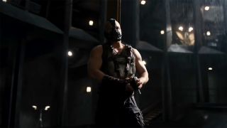 Bane in The Dark Knight Rises fight scene with Batman.