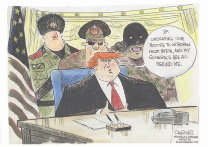 Political Cartoon U.S.Trump Generals Syria pullout