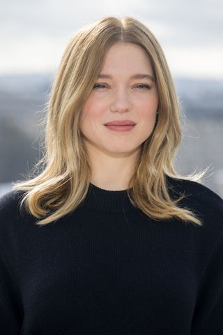 Lea Seydoux is pictured with a longer collarbone style bob while attending the 