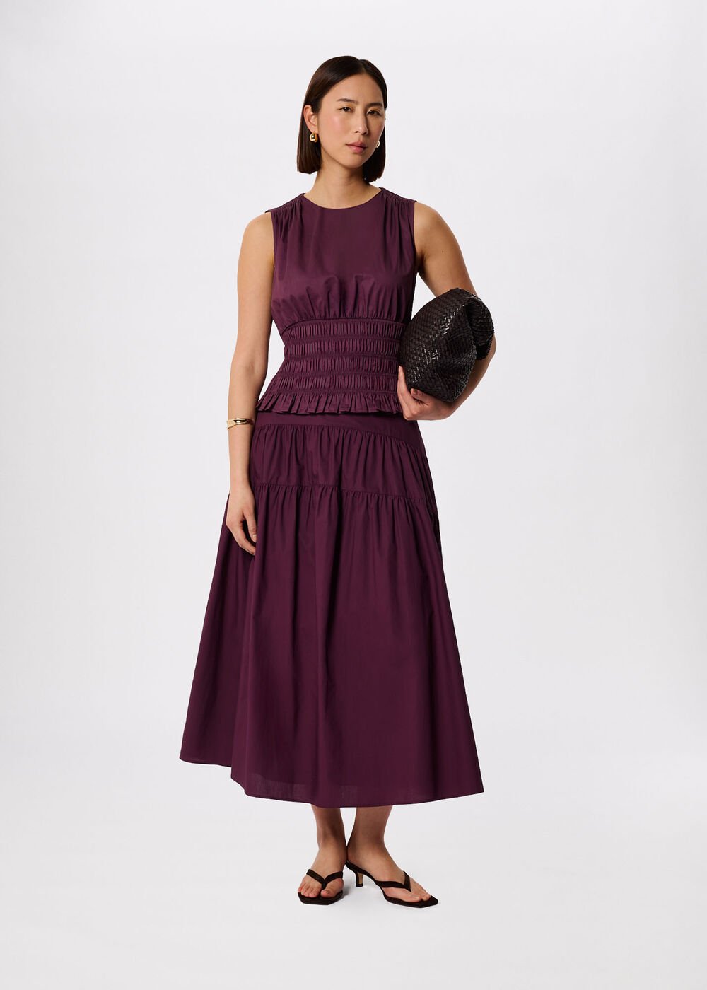 Plum Cotton Shirred Tank