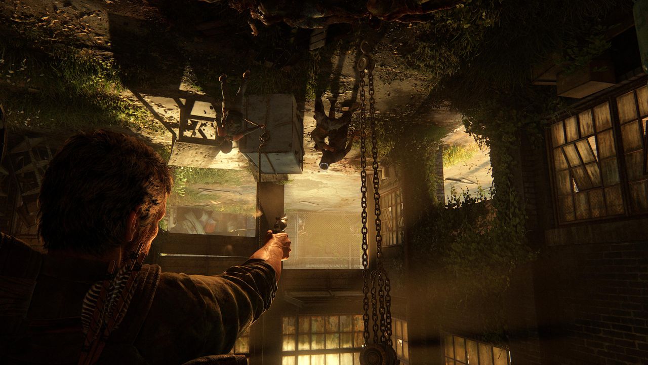 Joel shoots Clickers upside down in The Last of Us Part I