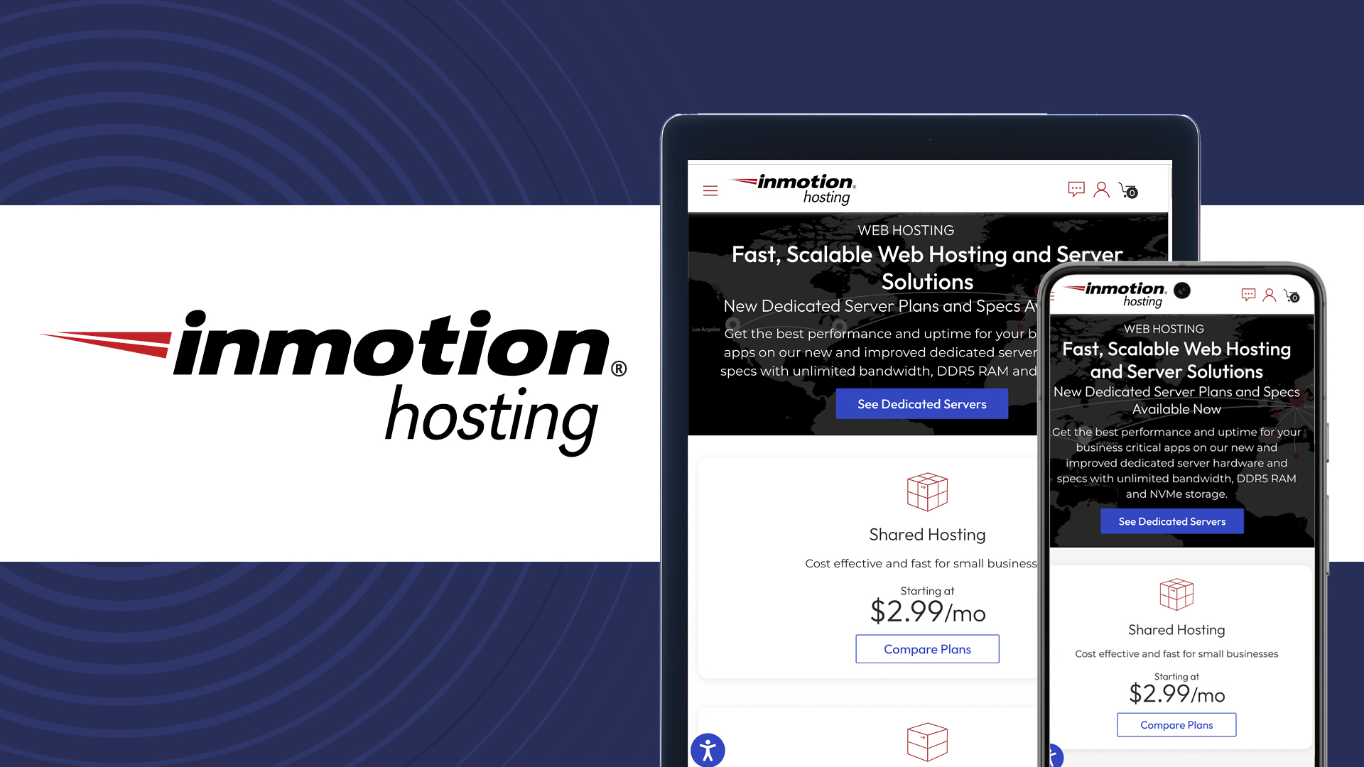 InMotion Hosting on a TechRadar background