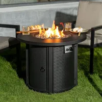 Nuu Garden 30 in. Round Metal Propane Gas Black Fire Pit Table Nuu Garden 30 in. Round Metal Propane Gas Black Fire Pit Table