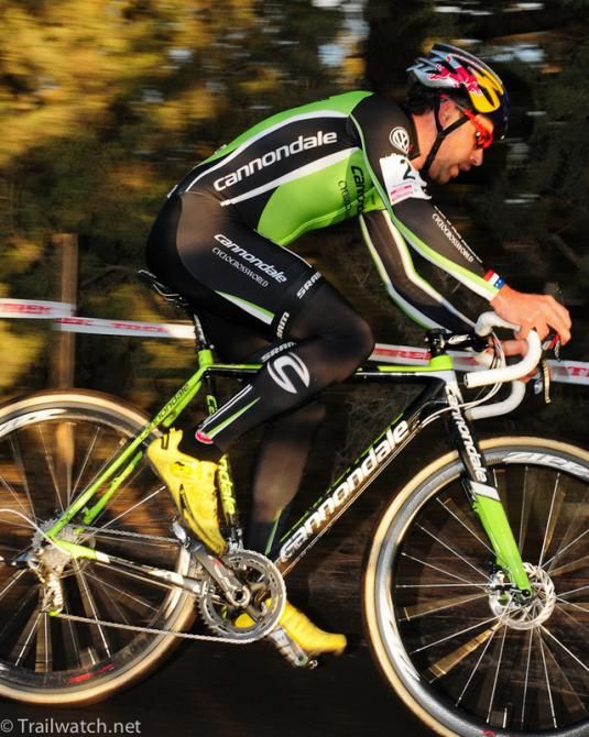 Tim Johnson (Cannondale) leading through the trees