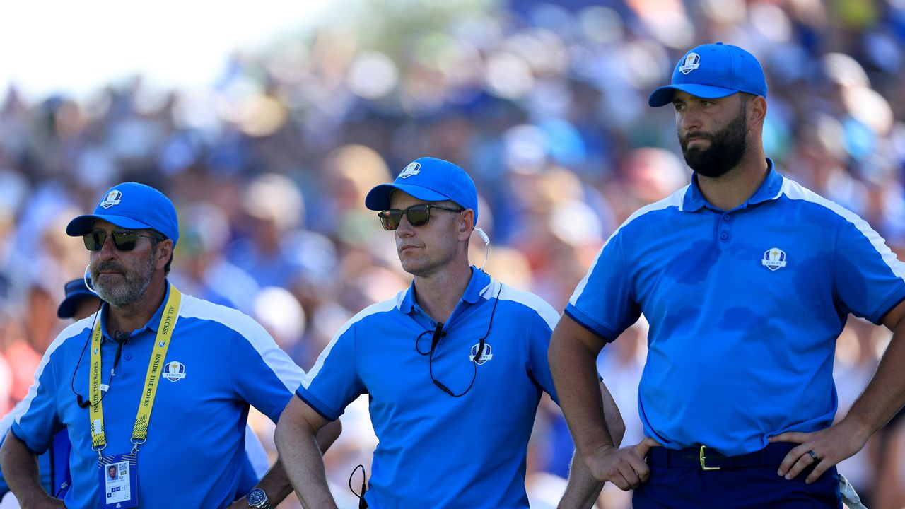 (L to R) Jose Maria Olazabal, Luke Donald, and Jon Rahm at the 2023 Ryder Cup