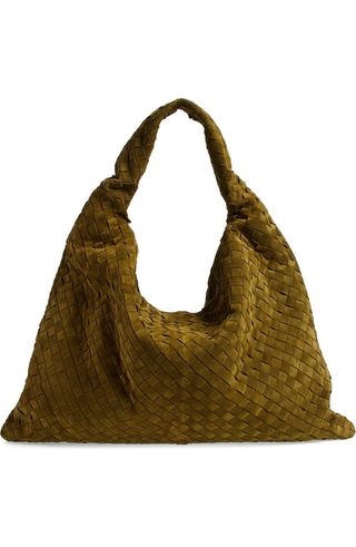 Large Hop Intrecciato Suede Hobo Bag