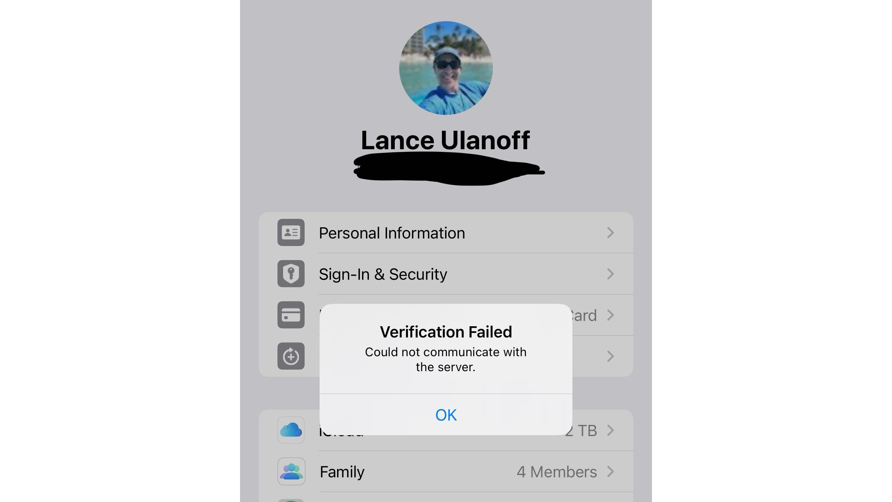 Verification Failed for iCloud on iPhone
