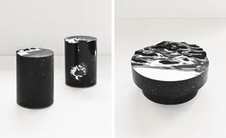 ‘Ocean Marble’ side tables with circular low table