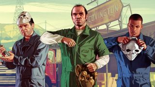Main characters of Grand Theft Auto 5 putting on thieves' gear