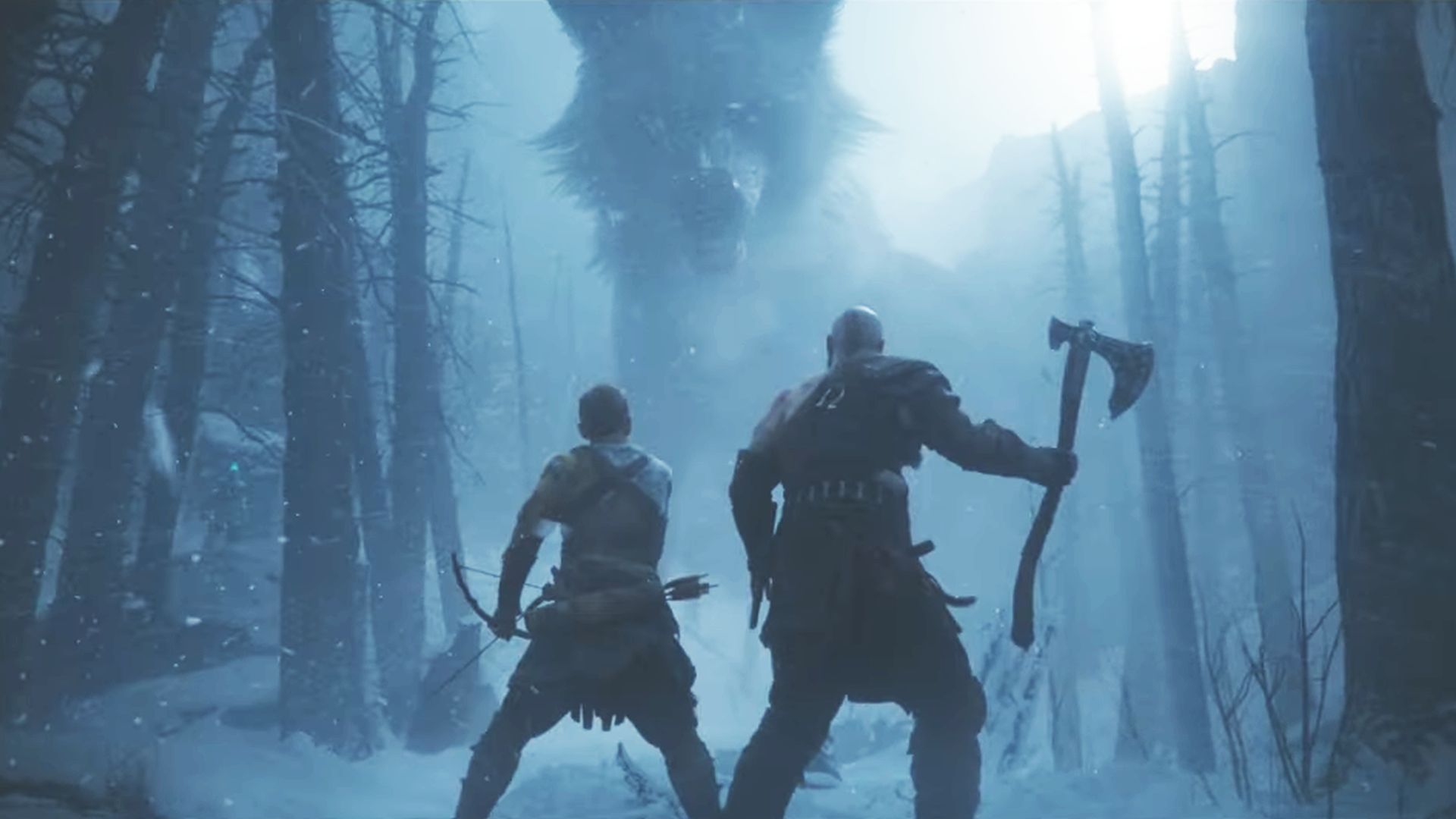 Wallpaper god of war, weapon, kratos, Fenrir, snow, blow, man, boy