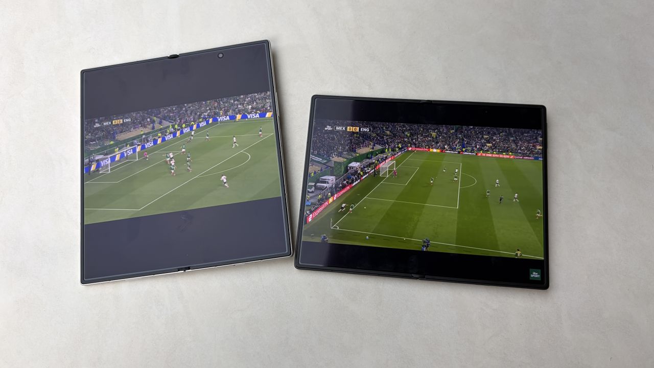 The Samsung Galaxy Z Fold 8 Ultra and Galaxy Z Fold 8 resting on a table