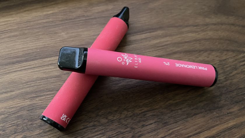 Two Elf bar disposable vapes on a desk