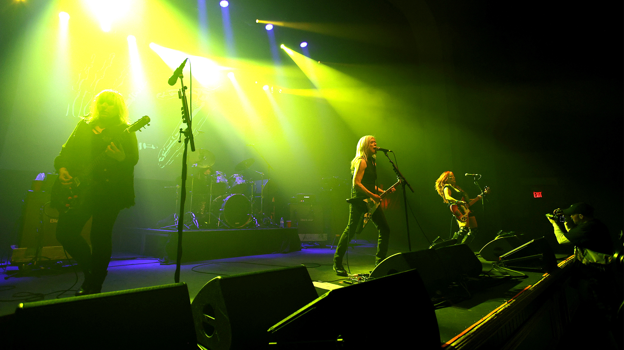 L7 perform at Danforth Music Hall on October 29, 2026 in Toronto. (from left) Suzi Gardner, Demetra Plakas, Donita Sparks, and Janis Tanaka