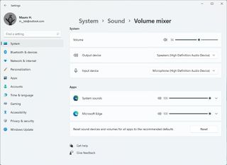 Windows 11 volume mixer settings