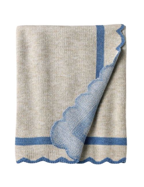 Scalloped Edge Throw Blue