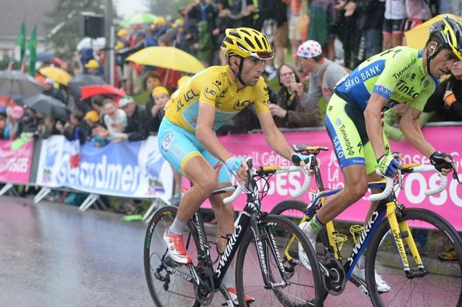 Vincenzo Nibali (Astana) and Alberto Contador (Tinkoff-Saxo)