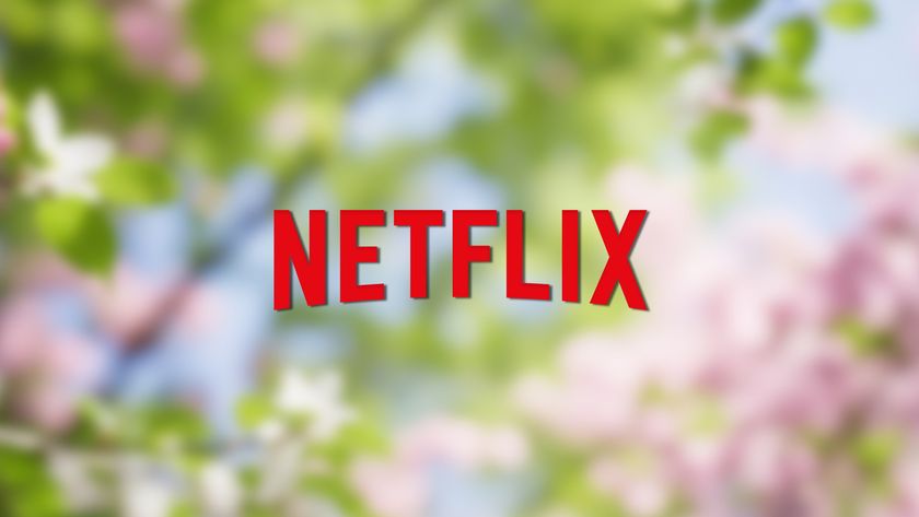 Netflix logo on a cherry blossom background