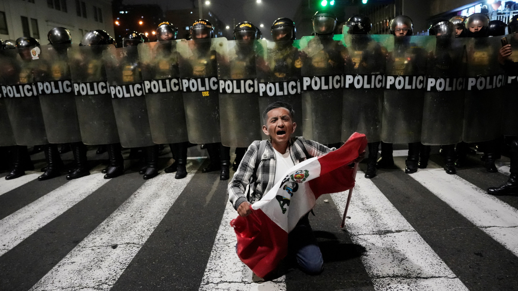 A man holding a flag