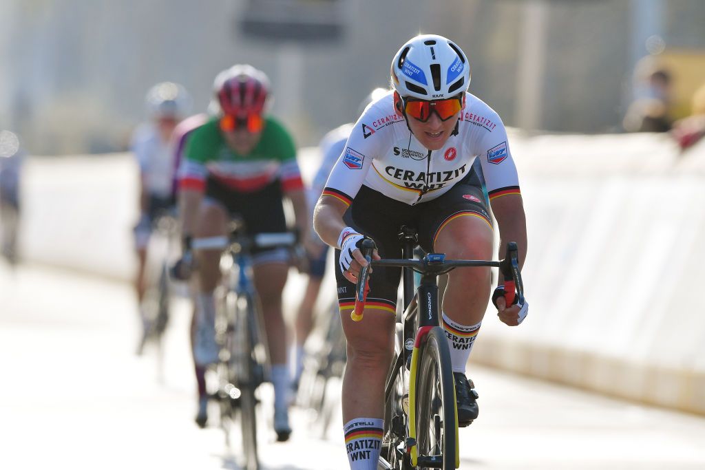 Lisa Brennauer (Ceratizit-WNT) wins the sprint for second in the Tour of Flanders