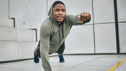 Man holding a plank position