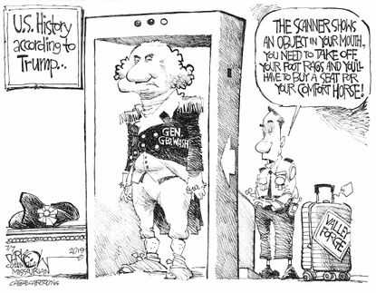 Political Cartoon U.S. Airport Security George Washington Revolutionists Trump