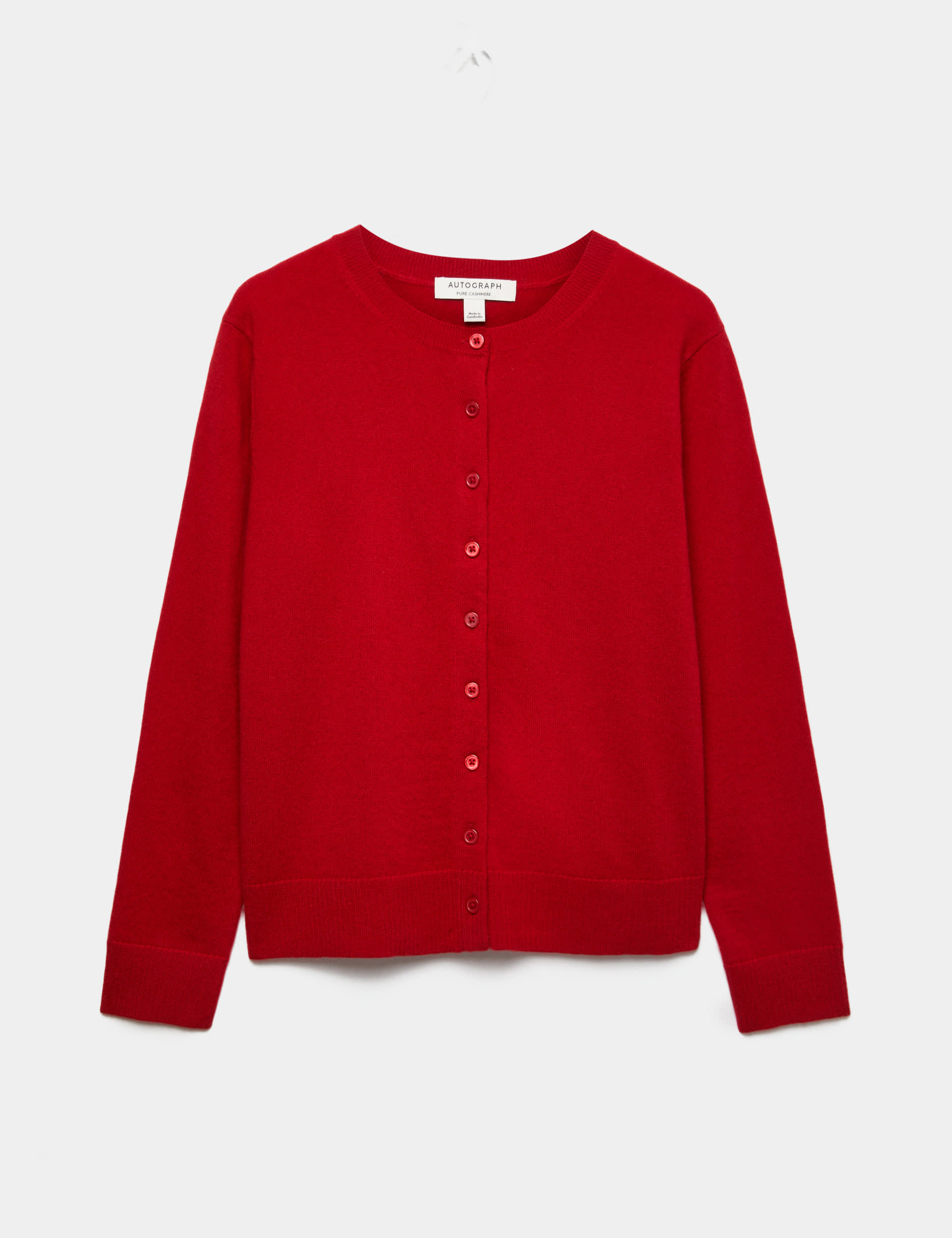 Pure Cashmere Crew Neck Button Front Cardigan