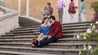 A production still in Rome from Emily in Paris season four