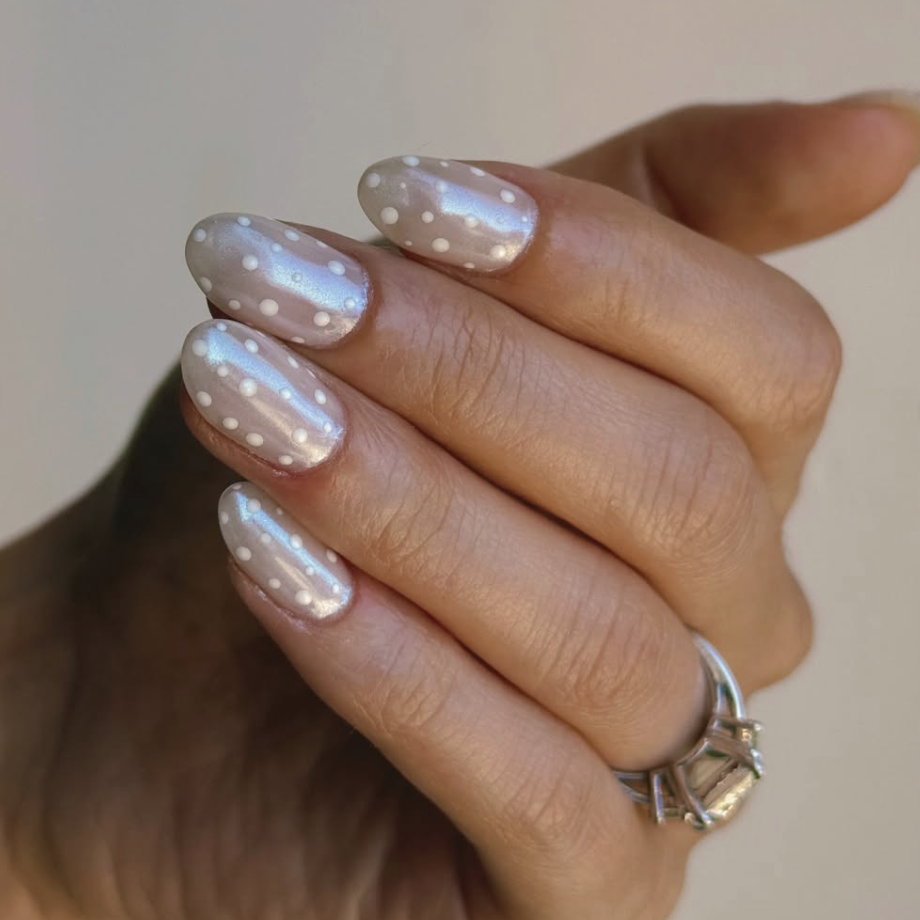 A polka dot engagement manicure.