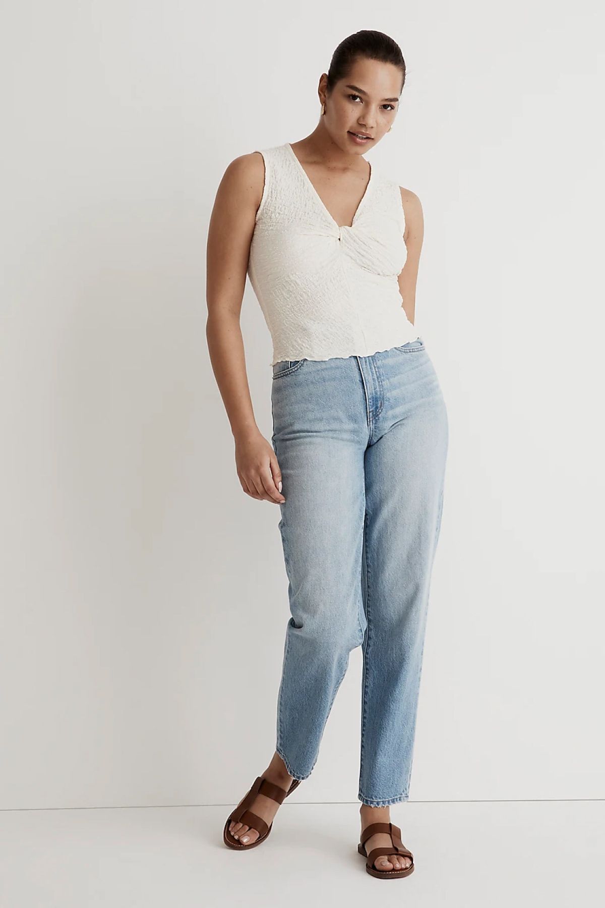 Madewell Popcorn-Knit Twist-Front Sleeveless Top