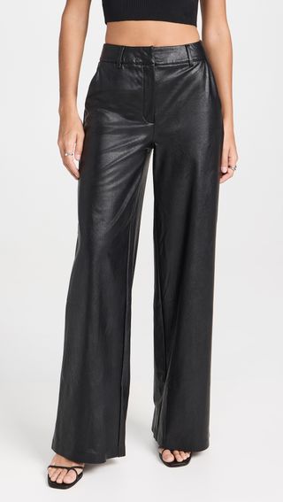 Faux Leather Wide Leg Trousers