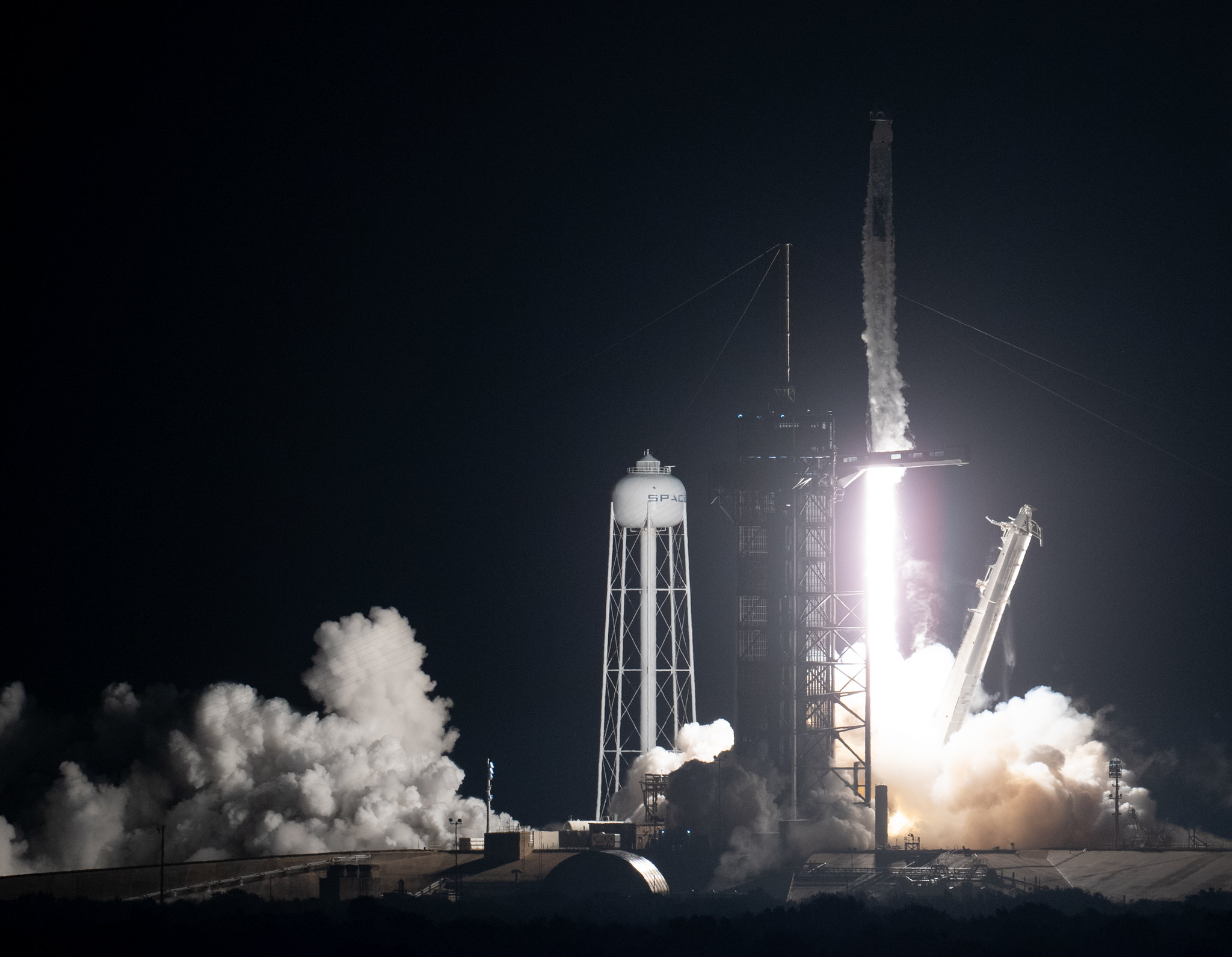 A SpaceX Falcon 9 rocket carrying the company's Crew Dragon spacecraft is launched on NASA’s SpaceX Crew-3 mission to the International Space Station with NASA astronauts Raja Chari, Tom Marshburn, Kayla Barron, and ESA (European Space Agency) astronaut Matthias Maurer onboard, Wednesday, Nov. 10, 2021, at NASA’s Kennedy Space Center in Florida.